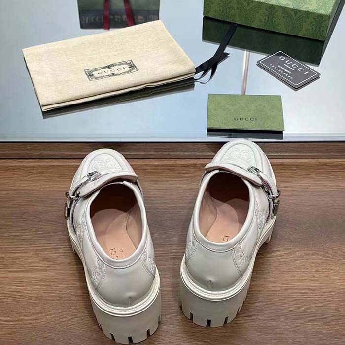 G*u*i women gg matelassé loafer off white leather low 2.5 cm heel