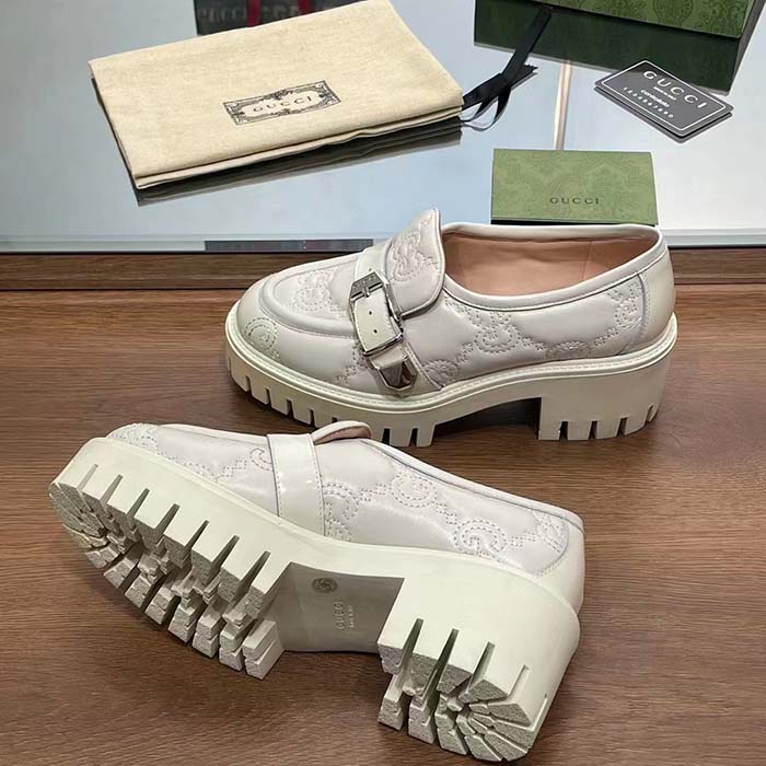 G*u*i women gg matelassé loafer off white leather low 2.5 cm heel