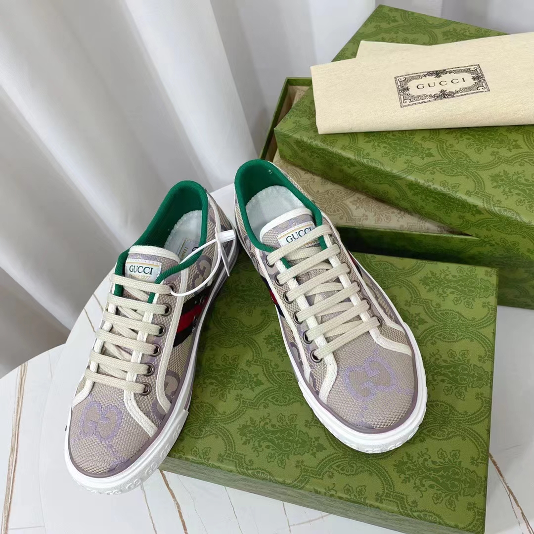 Louis Vuitton LV Unisex Tennis 1977 Jumbo GG Sneaker Beige Lilac Jumbo GG Canvas