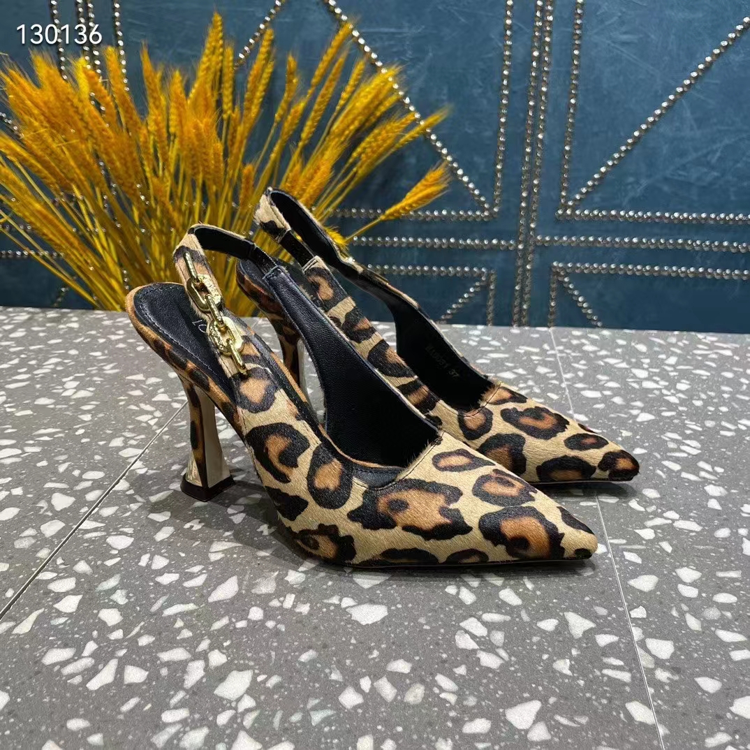 Louis Vuitton LV Women Sparkle Slingback Camel Brown Printed Satin Leather 9.5 Cm Heel
