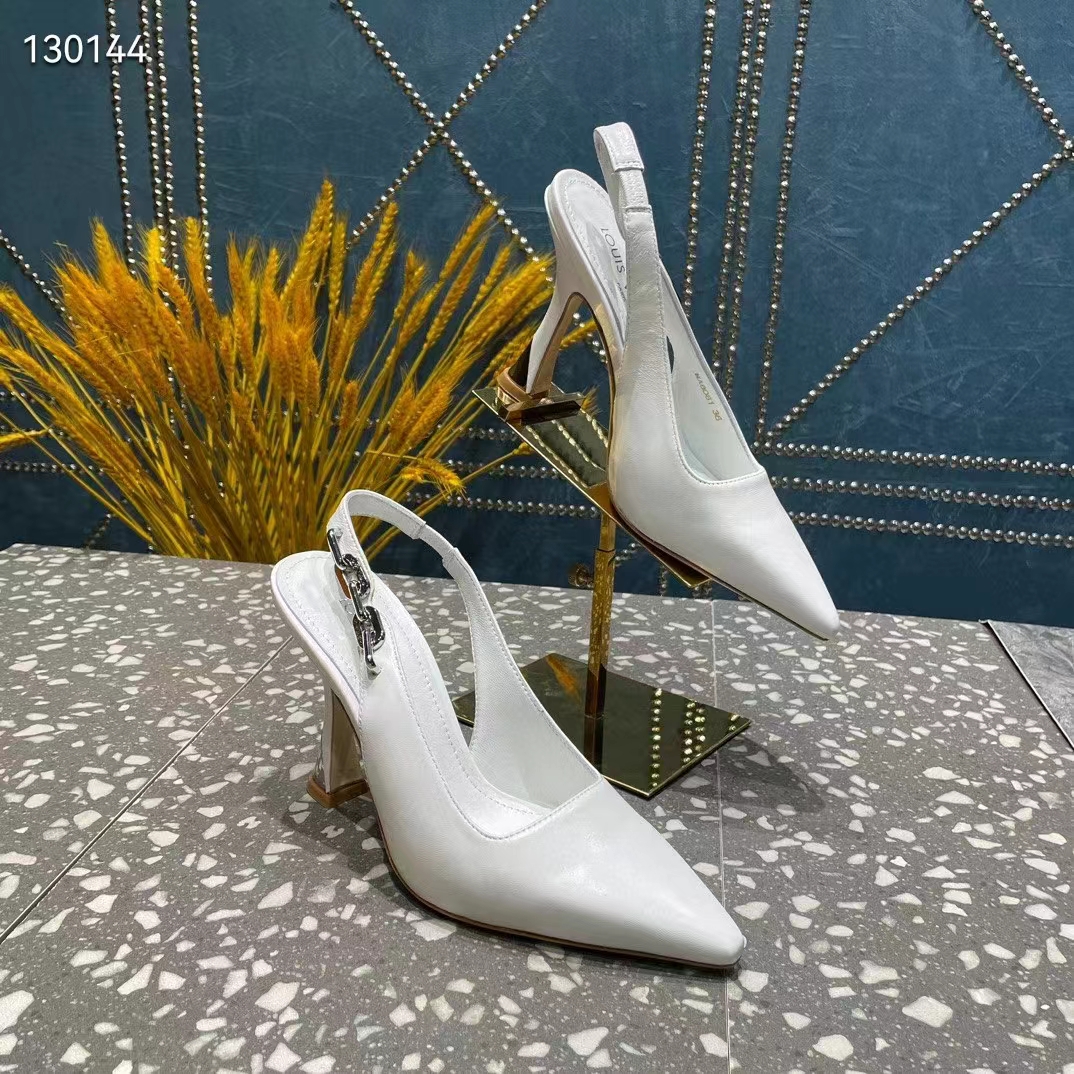 Louis Vuitton LV Women Sparkle Slingback Pump Silver Metallic Calf Leather 9.5 Cm Heel