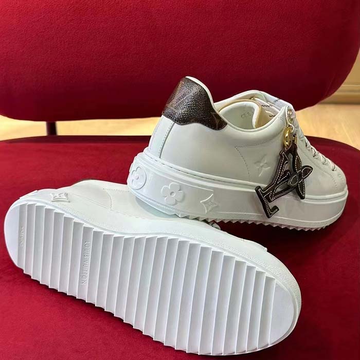 Louis Vuitton Women LV Time Out Sneaker Ecru Beige Mix Materials Monogram Flower