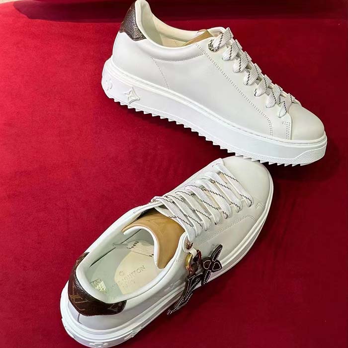 Louis Vuitton Women LV Time Out Sneaker Ecru Beige Mix Materials Monogram Flower
