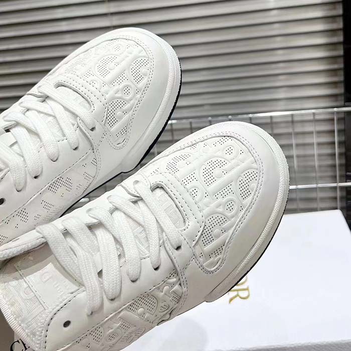 Dior Unisex Shoes CD Dior One Sneaker White Dior Oblique Perforated Calfskin