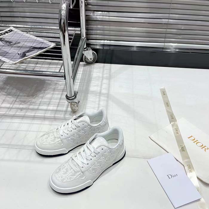 Dior Unisex Shoes CD Dior One Sneaker White Dior Oblique Perforated Calfskin