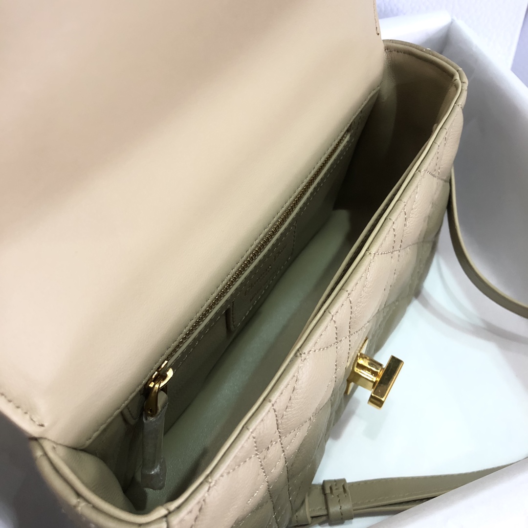 Dior Women CD Small Dior Caro Bag Beige Supple Cannage Calfskin