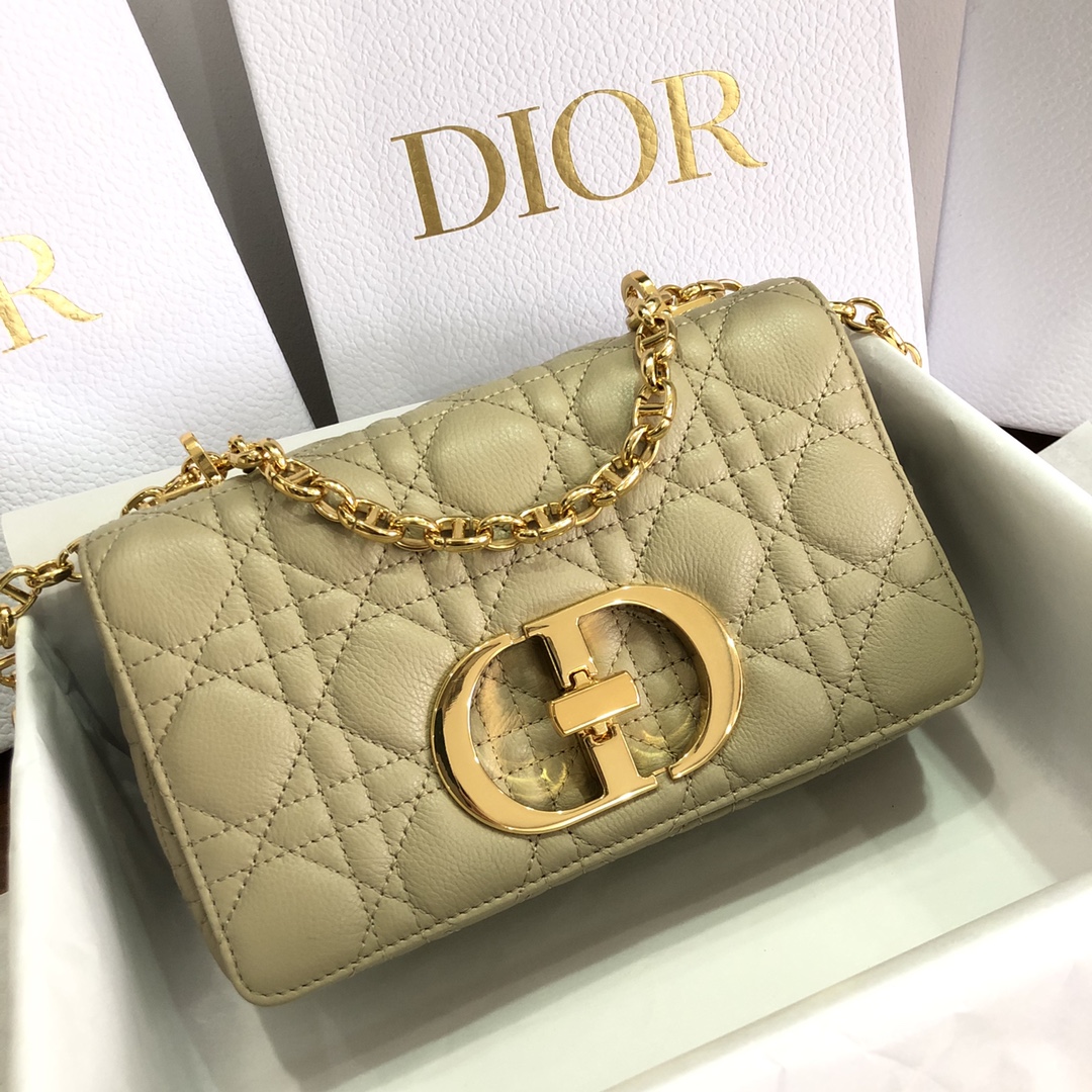 Dior Women CD Small Dior Caro Bag Beige Supple Cannage Calfskin
