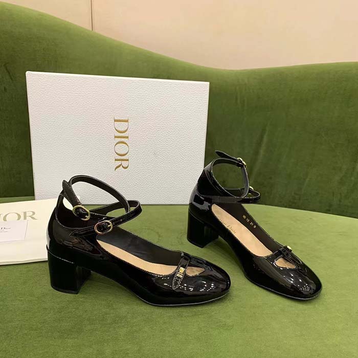 Dior Women Shoes CD Aime Dior Ballerina Pump Black Patent Calfskin