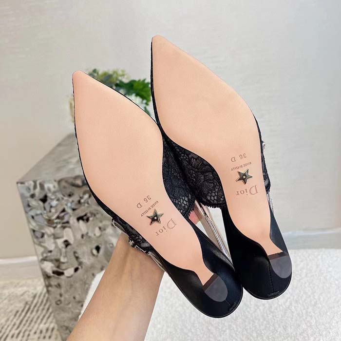 Dior Women Shoes CD J’Adior Slingback Pump Black Multicolor Cotton Jardin Botanique Embroidery