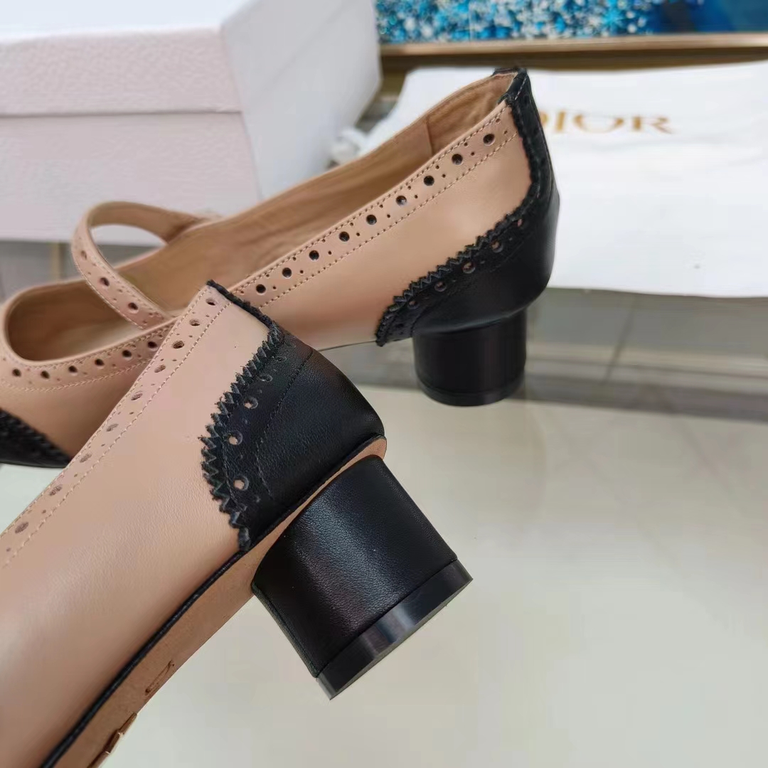 Dior Women Shoes CD Spectadior Ballet Pump Black Nude Perforated Calfskin