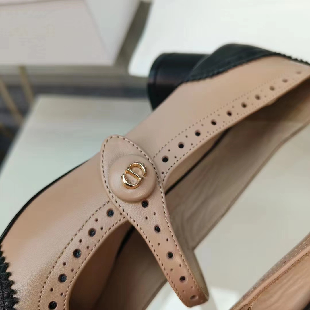 Dior Women Shoes CD Spectadior Ballet Pump Black Nude Perforated Calfskin