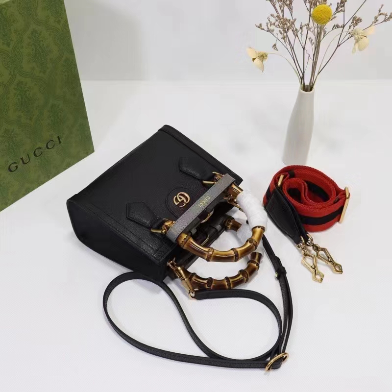 G*u*i gg women diana mini tote bag black leather double g