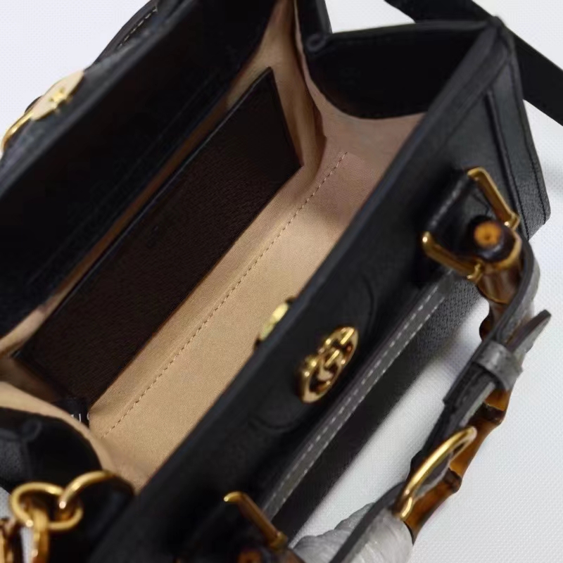 G*u*i gg women diana mini tote bag black leather double g