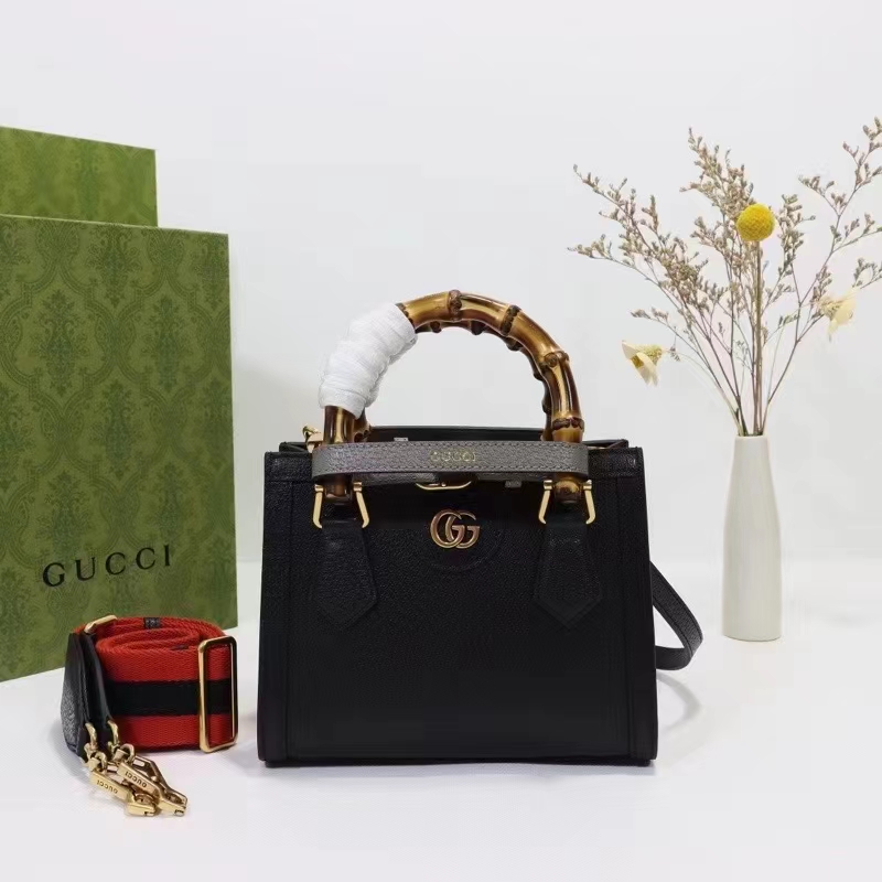 G*u*i gg women diana mini tote bag black leather double g
