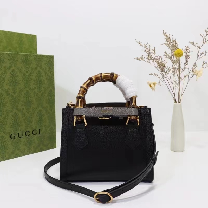 G*u*i gg women diana mini tote bag black leather double g