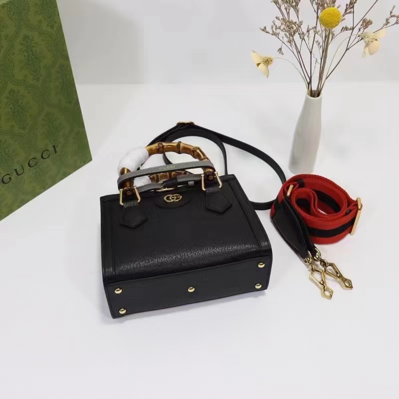 G*u*i gg women diana mini tote bag black leather double g