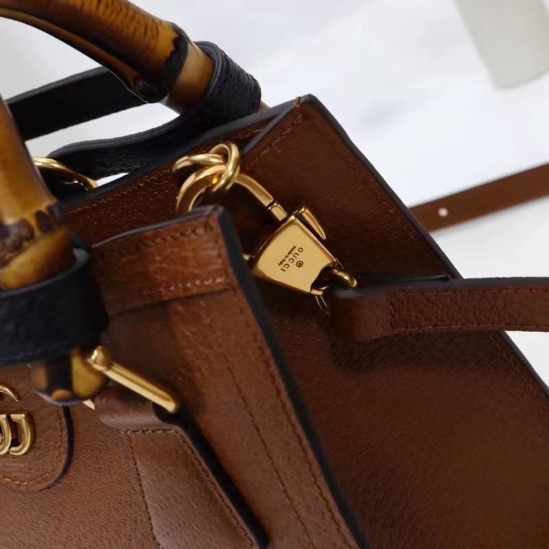 G*u*i gg women diana mini tote bag cuir brown leather double g