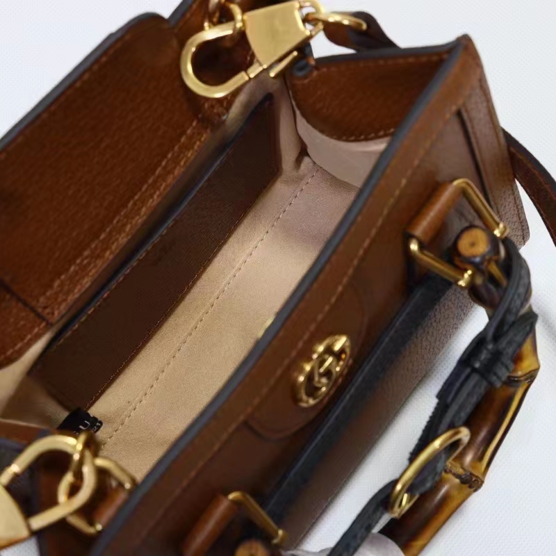 G*u*i gg women diana mini tote bag cuir brown leather double g
