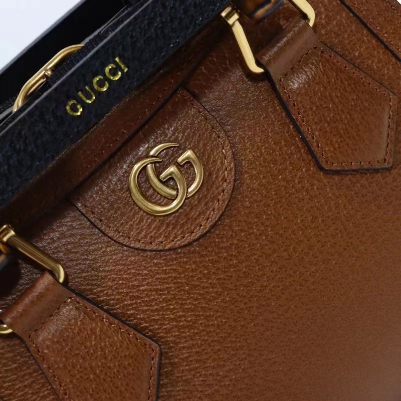 G*u*i gg women diana mini tote bag cuir brown leather double g