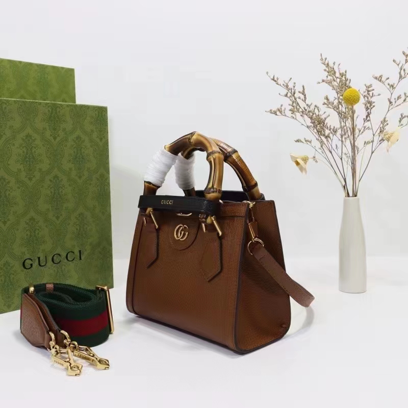 G*u*i gg women diana mini tote bag cuir brown leather double g