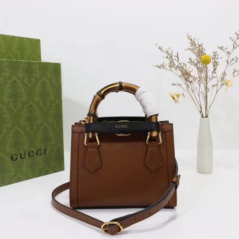 G*u*i gg women diana mini tote bag cuir brown leather double g