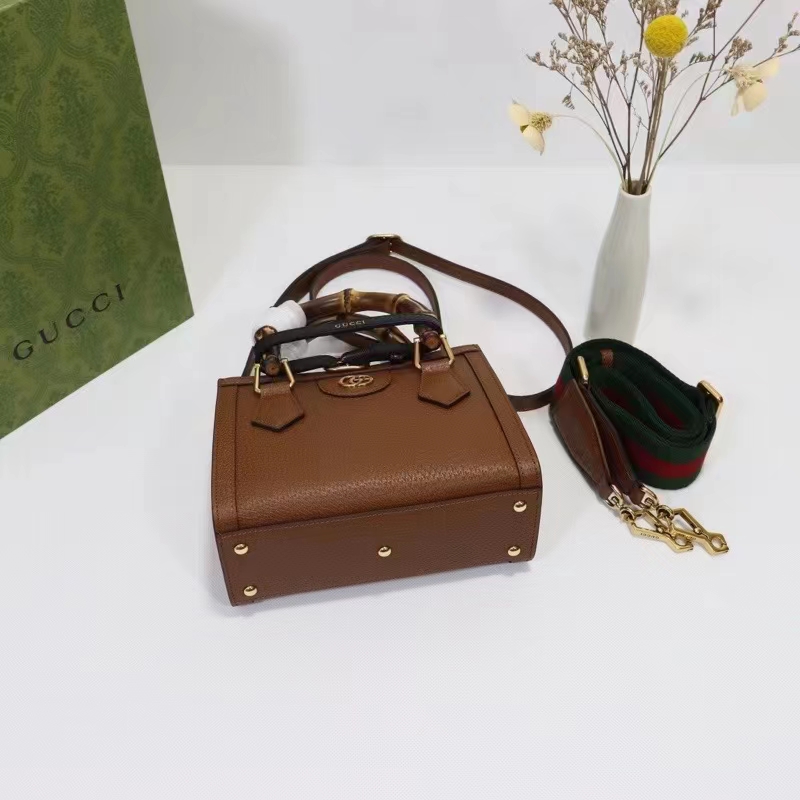 G*u*i gg women diana mini tote bag cuir brown leather double g