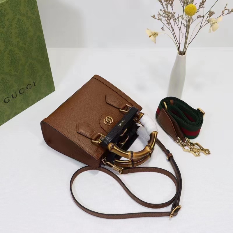 G*u*i gg women diana mini tote bag cuir brown leather double g