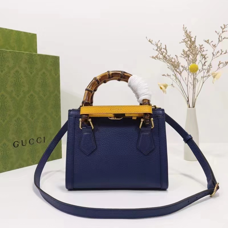 G*u*i gg women diana mini tote bag royal blue leather double g