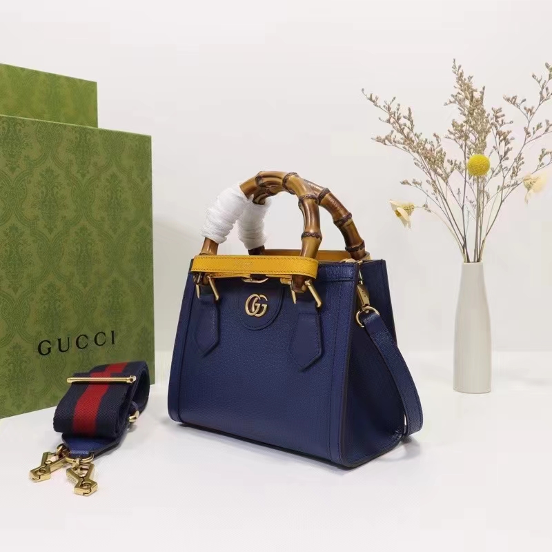 G*u*i gg women diana mini tote bag royal blue leather double g