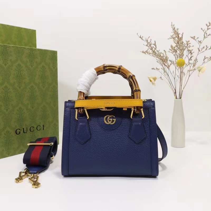 G*u*i gg women diana mini tote bag royal blue leather double g