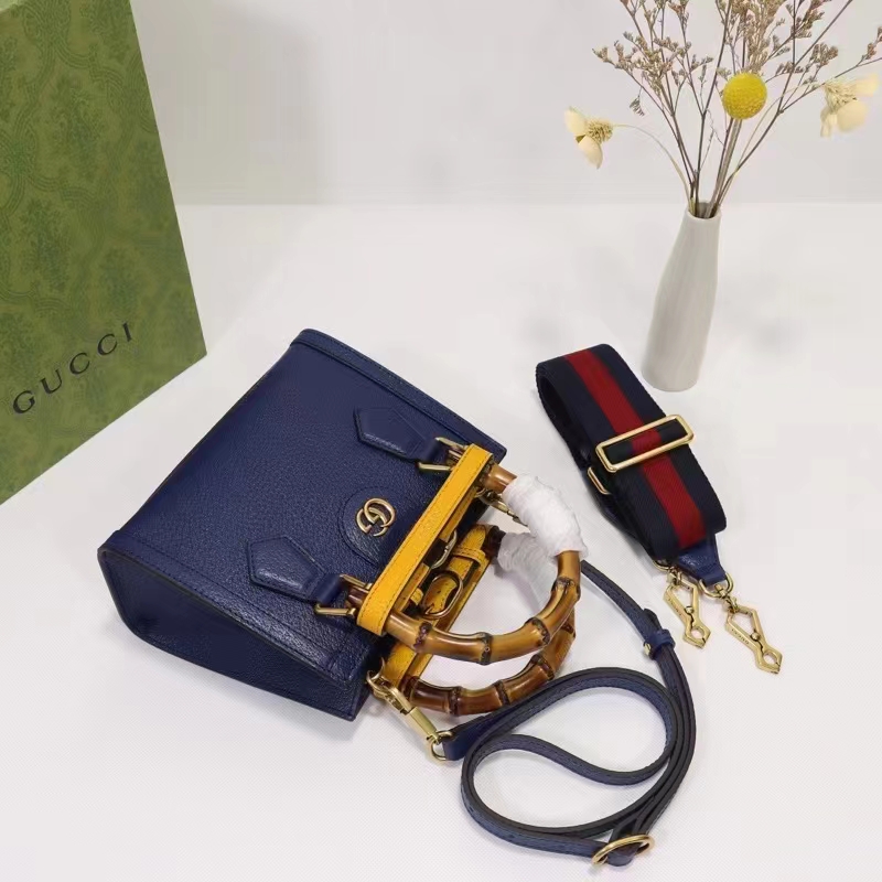 G*u*i gg women diana mini tote bag royal blue leather double g