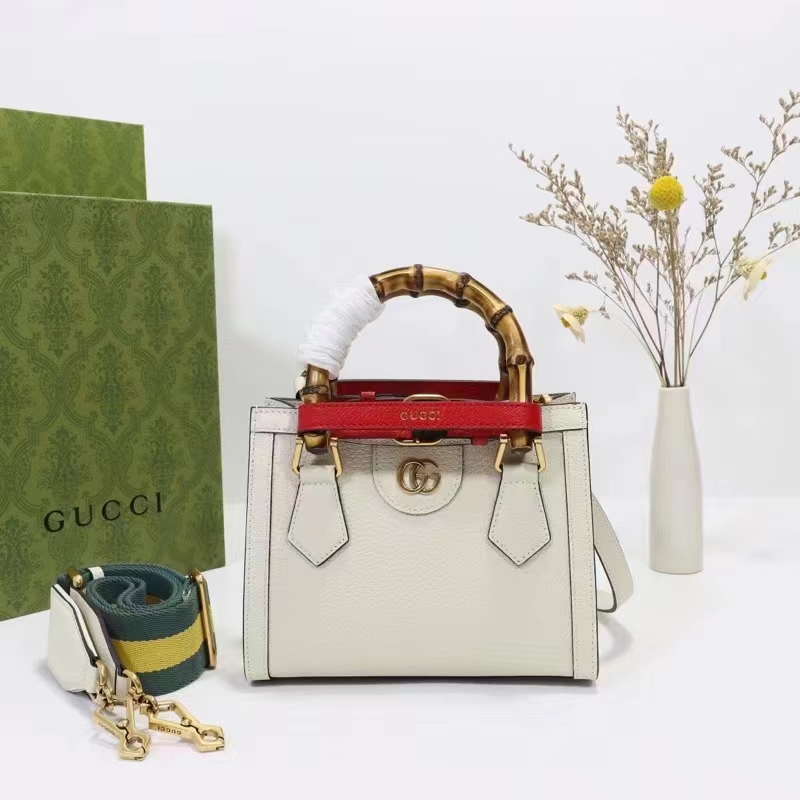 G*u*i gg women diana mini tote bag white leather double g