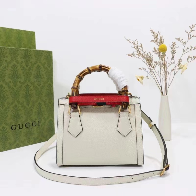 G*u*i gg women diana mini tote bag white leather double g
