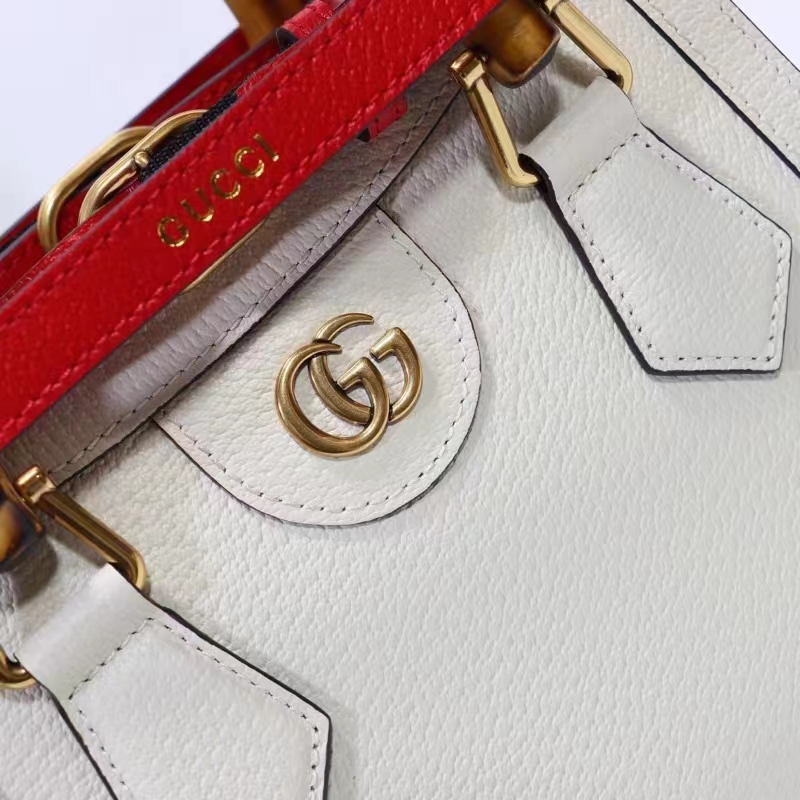G*u*i gg women diana mini tote bag white leather double g