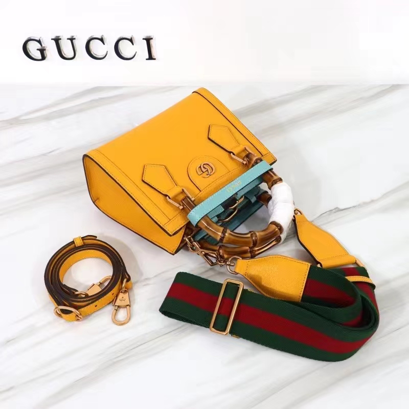 G*u*i gg women diana mini tote bag yellow leather double g