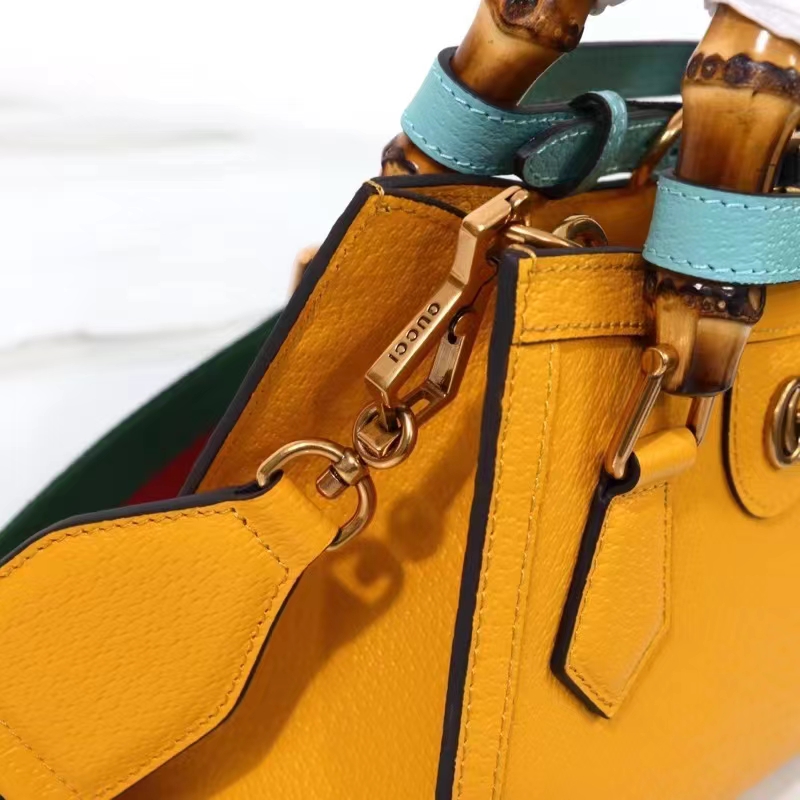 G*u*i gg women diana mini tote bag yellow leather double g