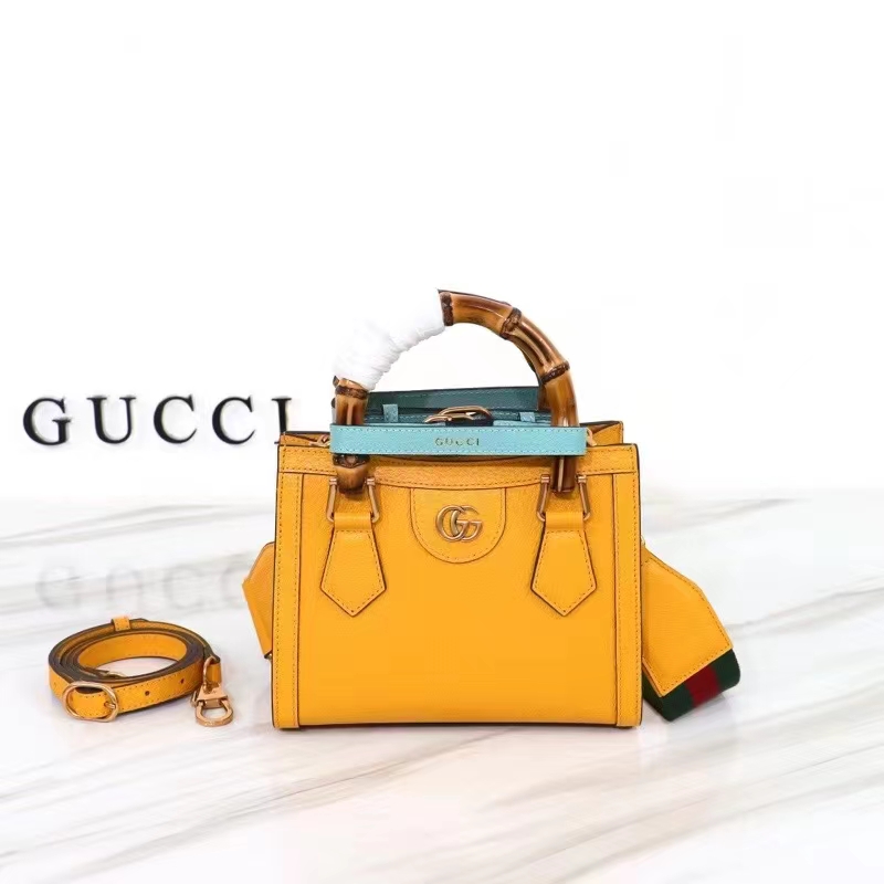 G*u*i gg women diana mini tote bag yellow leather double g