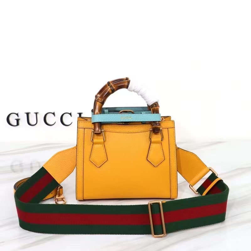 G*u*i gg women diana mini tote bag yellow leather double g