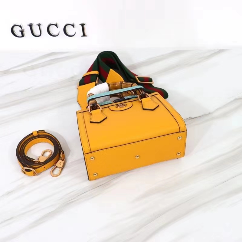 G*u*i gg women diana mini tote bag yellow leather double g