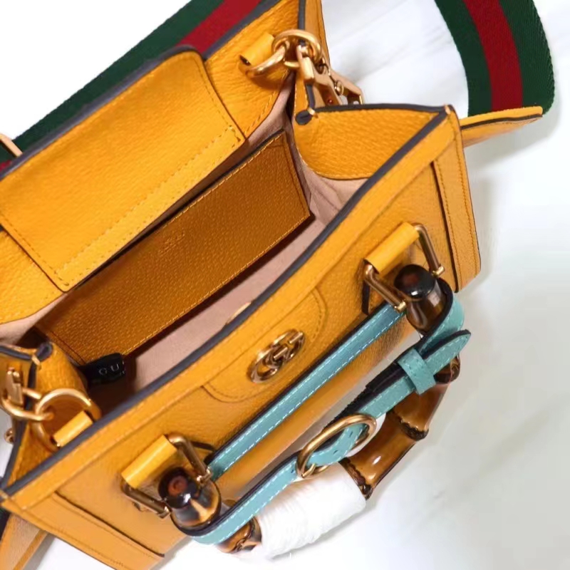 G*u*i gg women diana mini tote bag yellow leather double g