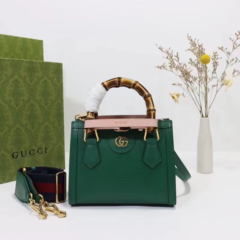 G*u*i gg women G*u*i diana mini tote bag green leather double g
