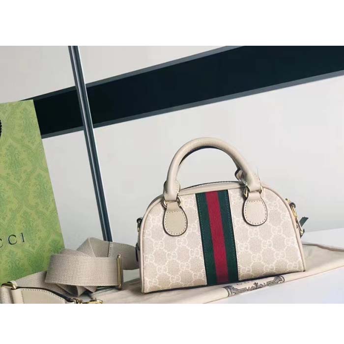 G*u*i gg women ophidia mini gg top handle bag white supreme canvas