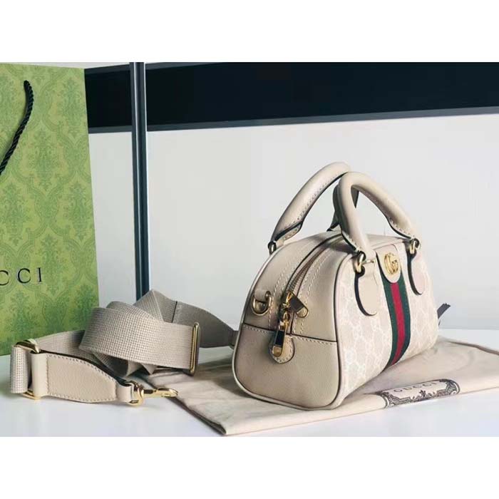 G*u*i gg women ophidia mini gg top handle bag white supreme canvas