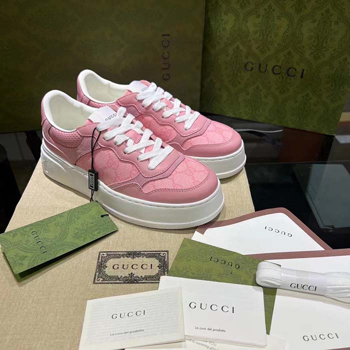 G*u*i unisex gg sneaker pink gg supreme canvas printed interlocking g 5.6 cm heel
