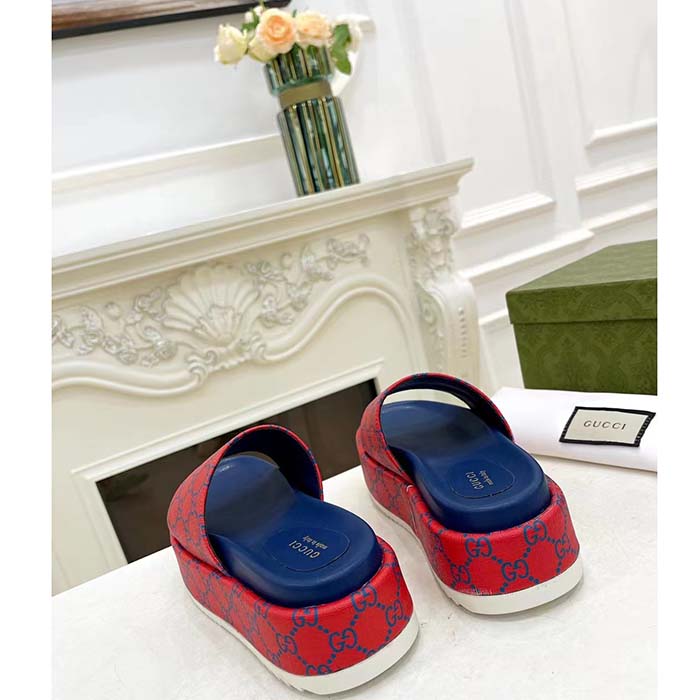 G*u*i unisex jumbo gg platform slide sandal fuchsia blue supreme low 3 cm heel