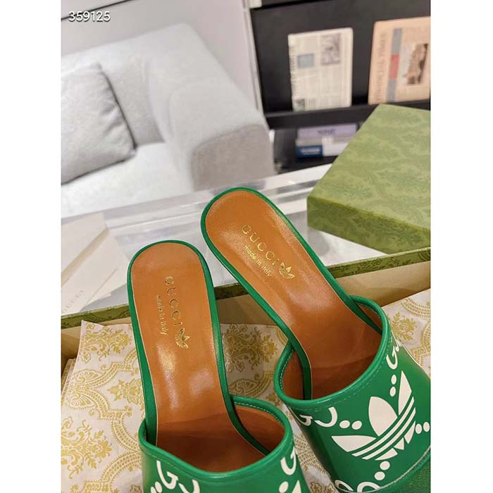 G*u*i women adidas x G*u*i slide sandal gg trefoil suede green leather