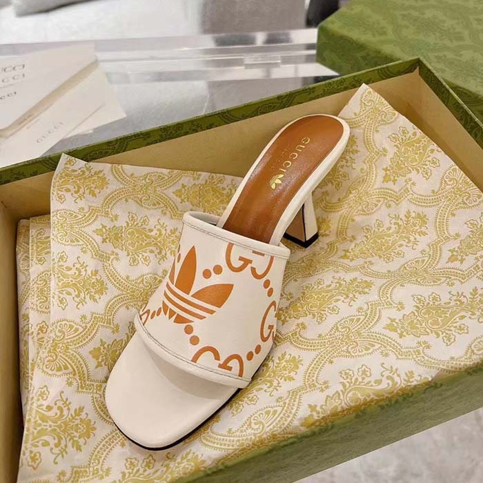 G*u*i women adidas x G*u*i slide sandal gg trefoil suede white leather