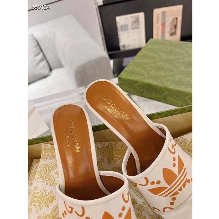 G*u*i women adidas x G*u*i slide sandal gg trefoil suede white leather