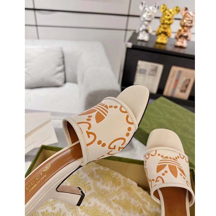 G*u*i women adidas x G*u*i slide sandal gg trefoil suede white leather
