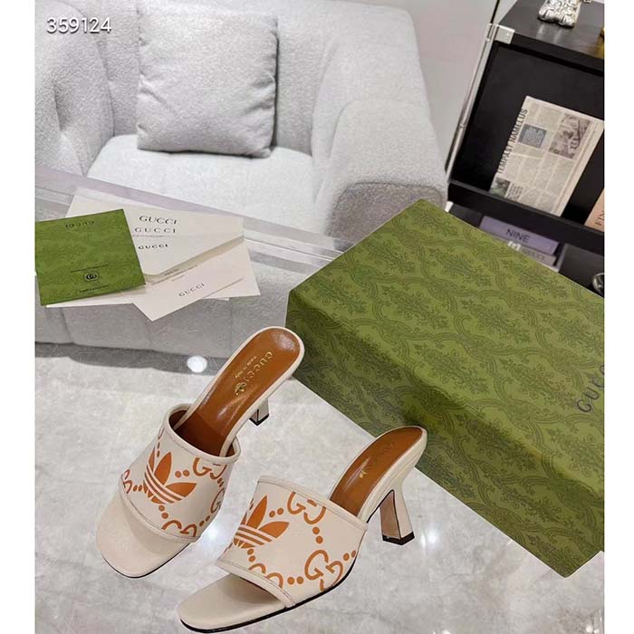 G*u*i women adidas x G*u*i slide sandal gg trefoil suede white leather